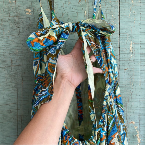 NWT House of Harlow Boho Floral Blue Ivory V-neck Maxi Dress - Picture 7 of 17